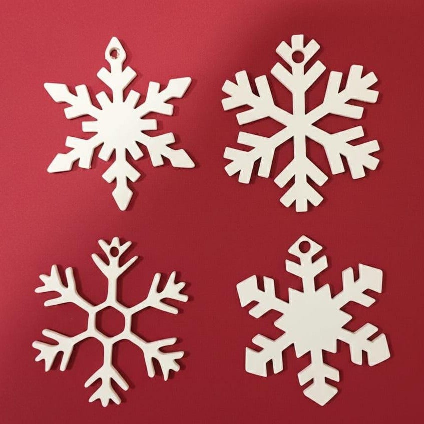 Set of 4 3D Printed Snowflake Ornaments