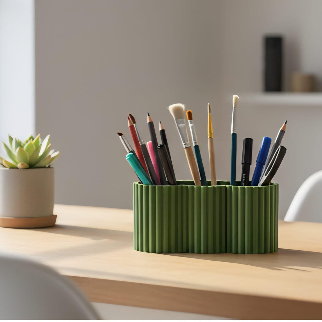 Wide 3D Printed Fluted Desk Organizer