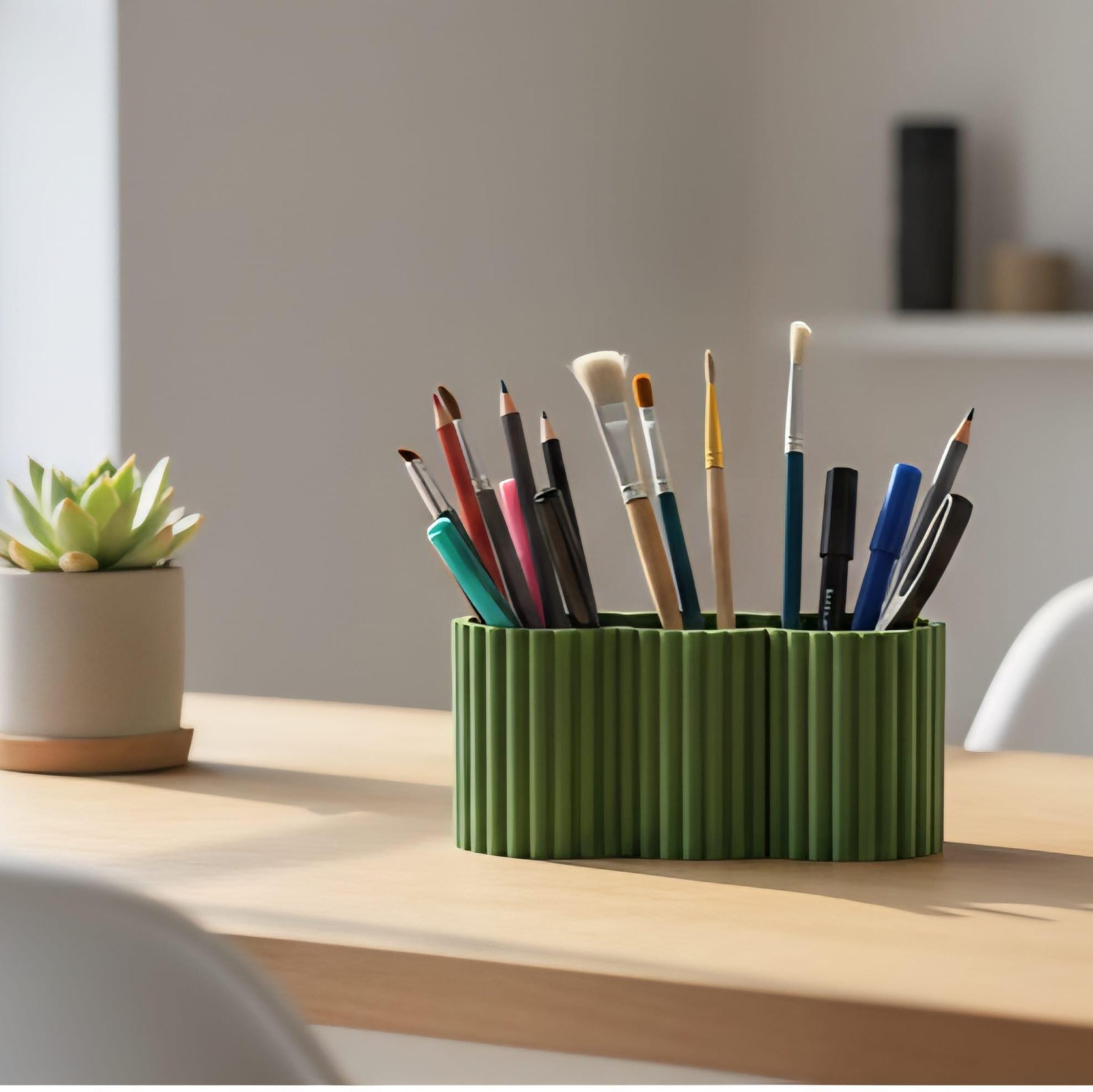 Wide 3D Printed Fluted Desk Organizer