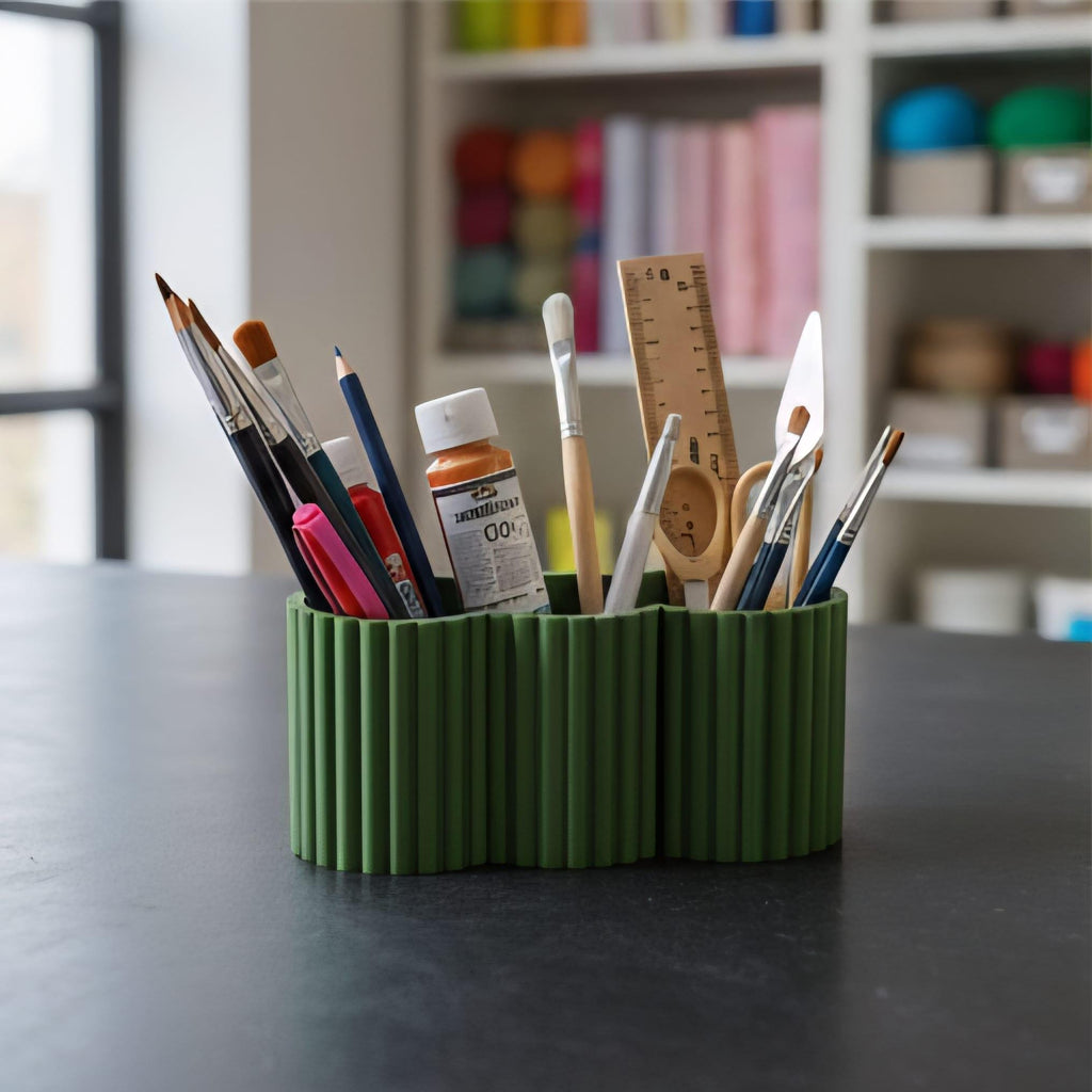 Wide 3D Printed Fluted Desk Organizer