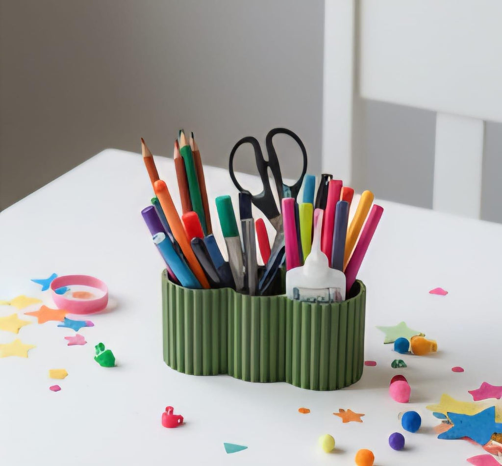 Wide 3D Printed Fluted Desk Organizer