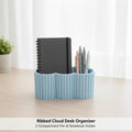 Wide 3D Printed Fluted Pen Holder | Pastel Ice Ribbed Desk Organizer