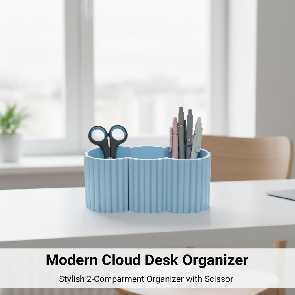 Wide 3D Printed Fluted Pen Holder | Pastel Ice Ribbed Desk Organizer