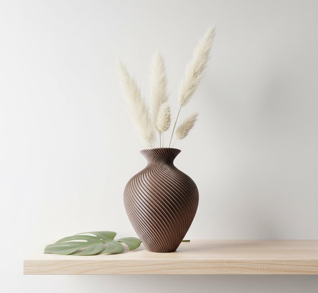 Modern 5-Inch Spiral Vase | 3D Printed Geometric Geometric Decor