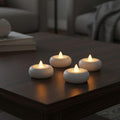 Minimalist LED Tea Light Holders Set of 4 | Modern 3D Printed White Decor