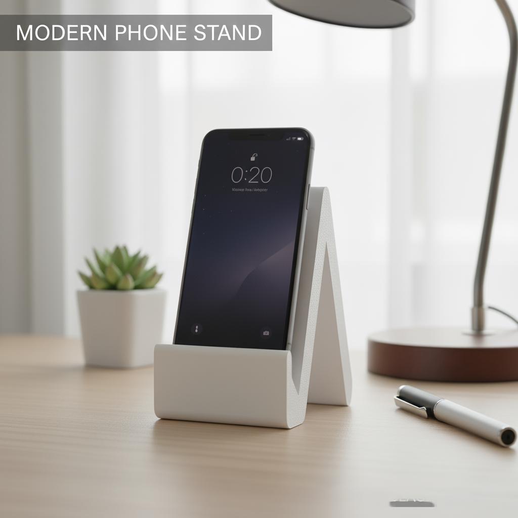 Modern Minimalist Phone Stand | 3D Printed Universal Desktop Mobile Holder