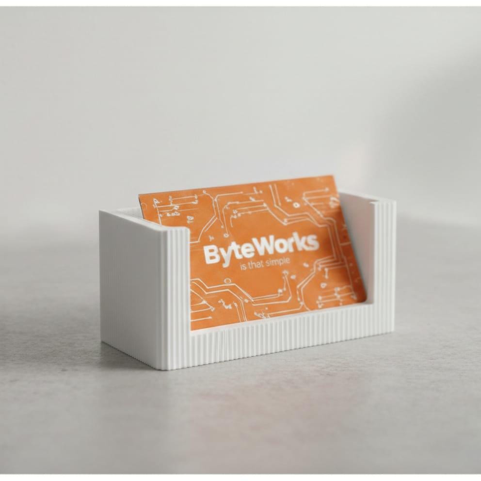 Modern Ribbed Business Card Holder | 3D Printed Minimalist Desk Display